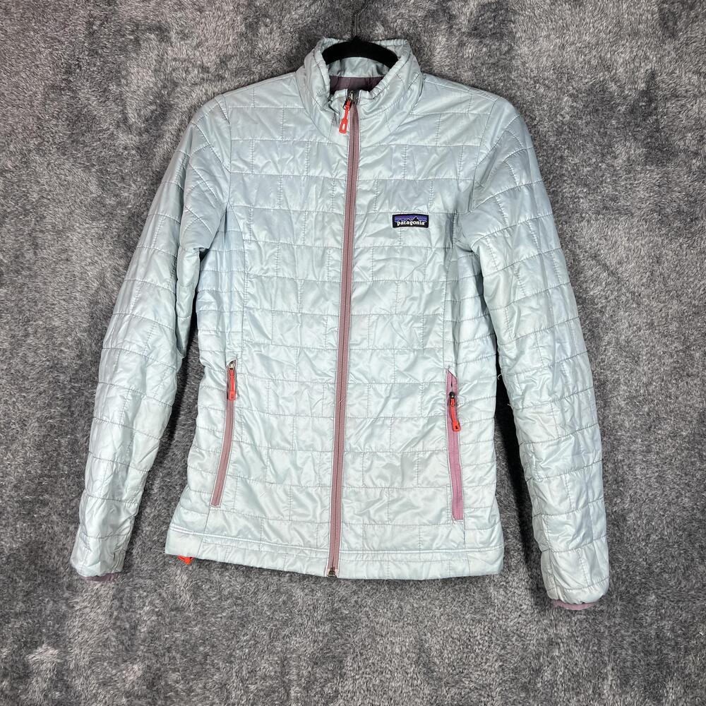 Patagonia Jacket Womens XS Green Quilted Insulated Full Zip Lined Pockets